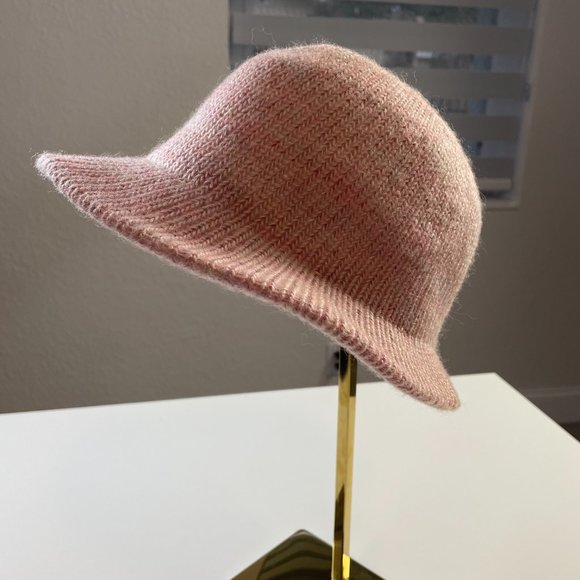Vintage HANSEN Womens Pink Knit Bucket Brim Warm Winter Hat One Size - Picture 7 of 10